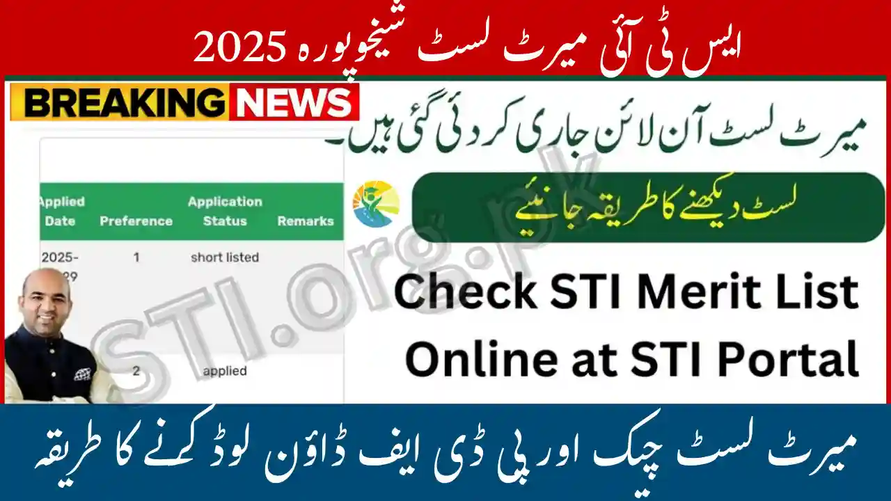 STI Merit List Sheikhupura 2025 PDF