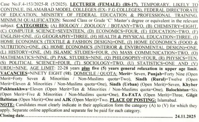 latest FPSC Advertisement 52025