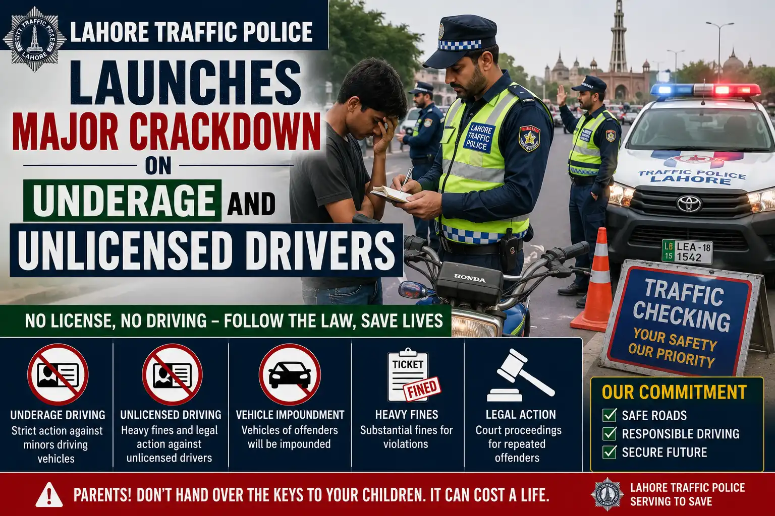 Lahore Traffic Police Launches Major Crackdown on Underage and Unlicensed Drivers