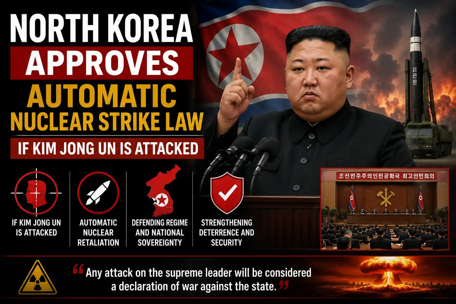 North Korea Approves Automatic Nuclear Strike Law if Kim Jong Un Is Attacked