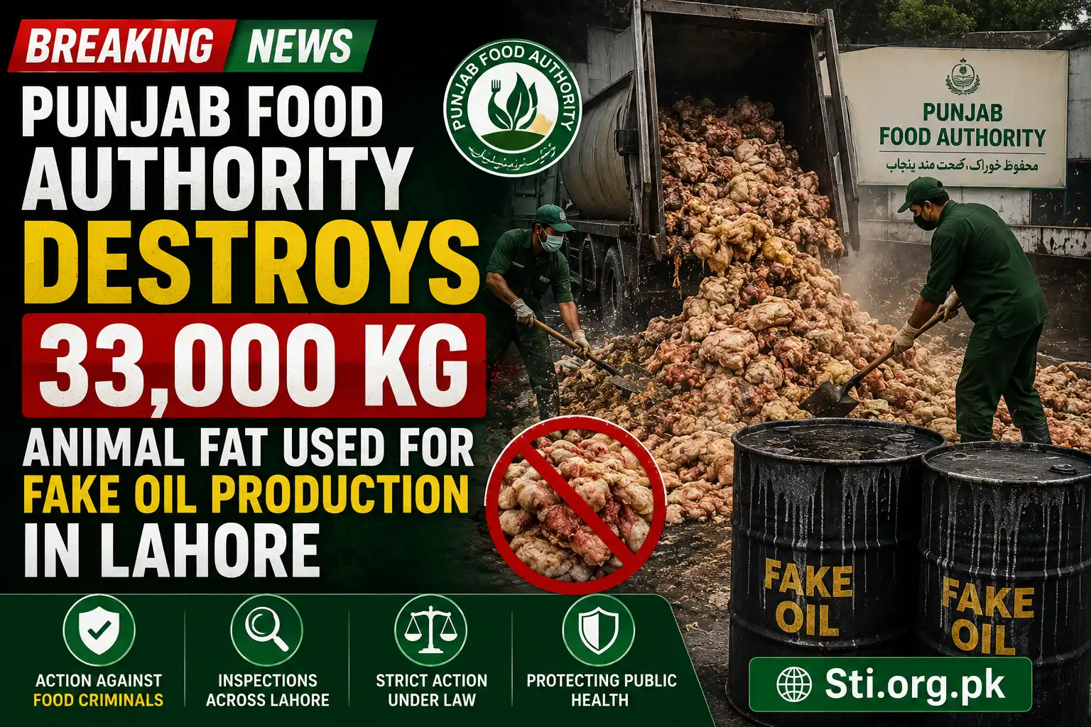 Punjab Food Authority Busts Illegal Oil Factory Using Animal Fat in Lahore