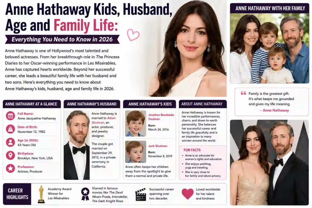 Anne Hathaway Kids, Husband, Age and Family Life Everything You Need to Know in 2026