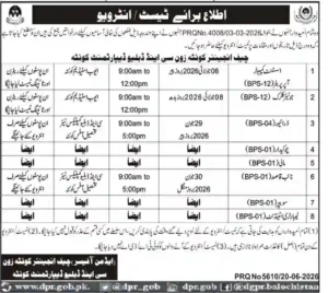 Chief Engineer Irrigation Department Quetta Jobs 2026 – Latest Government Vacancies in Balochistan