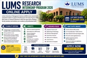 LUMS Research Internship Program 2026 Online Apply – Eligibility, Benefits, Last Date & Application Process