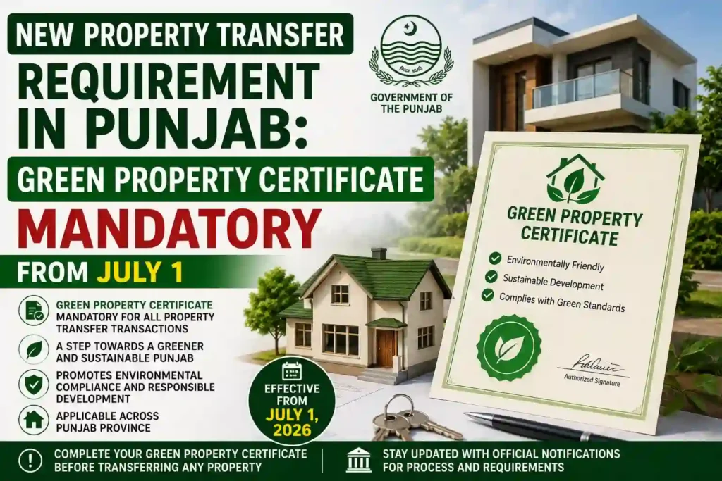 New Property Transfer Requirement in Punjab Green Property Certificate Mandatory from July 1
