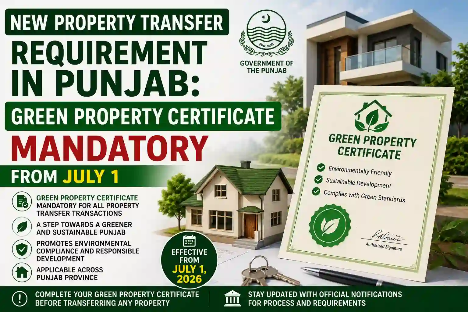 New Property Transfer Requirement in Punjab Green Property Certificate Mandatory from July 1