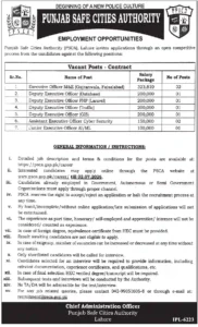 Punjab Safe Cities Authority PSCA Jobs 2026