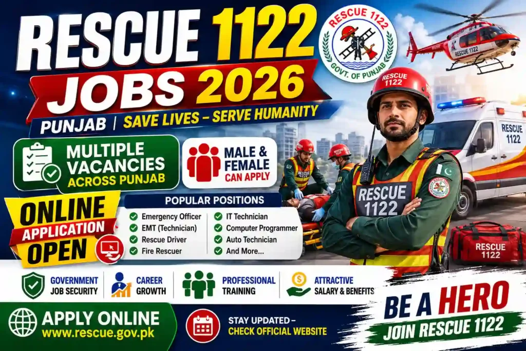 Rescue 1122 Jobs 2026 Punjab Advertisement Download & Online Application Process
