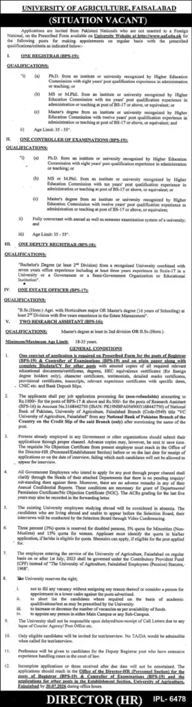 University of Agriculture Faisalabad UAF Careers 2026 Latest Faculty & Staff Jobs