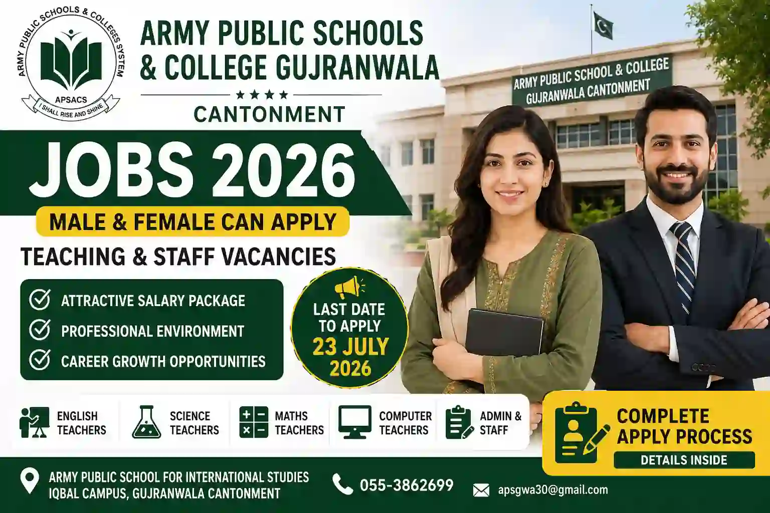 Army Public Schools & College Gujranwala Jobs 2026