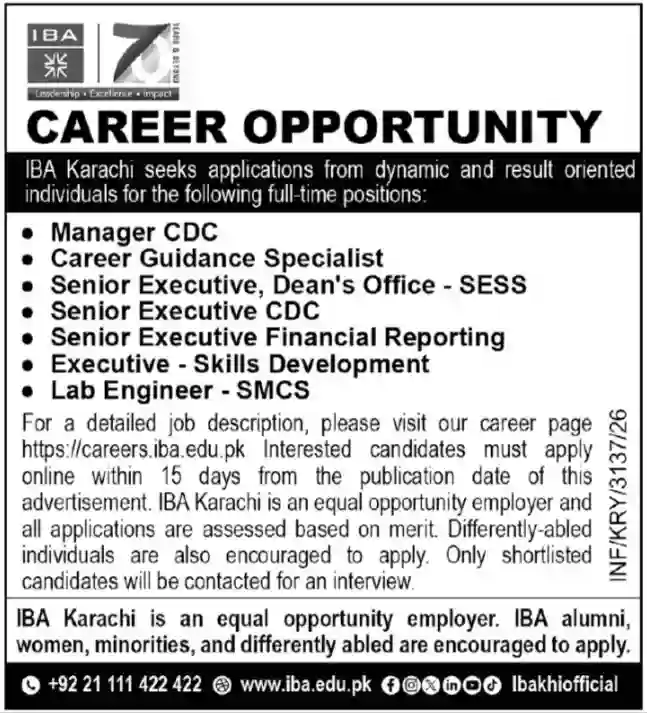IBA Karachi Careers 2026 – Apply Online for Latest Institute of Business Administration opportunities