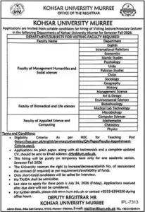 KUM Jobs 2026 Latest University Teaching Jobs in Pakistan