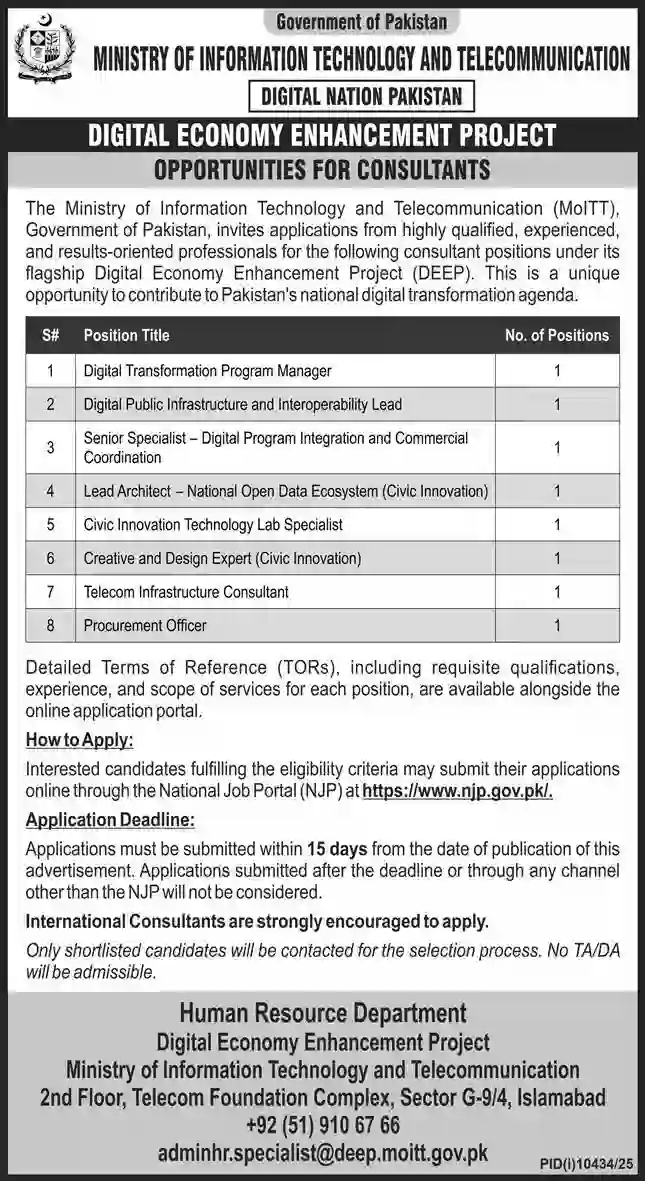 Ministry of Information Technology & Telecommunication MOITT Jobs 2026 Apply Online for Latest Government Vacancies