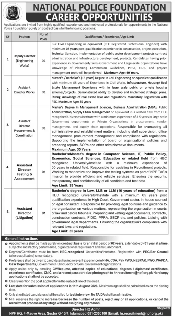 National Police Foundation Careers 2026 Online Apply, Eligibility, Last Date & Latest Vacancies