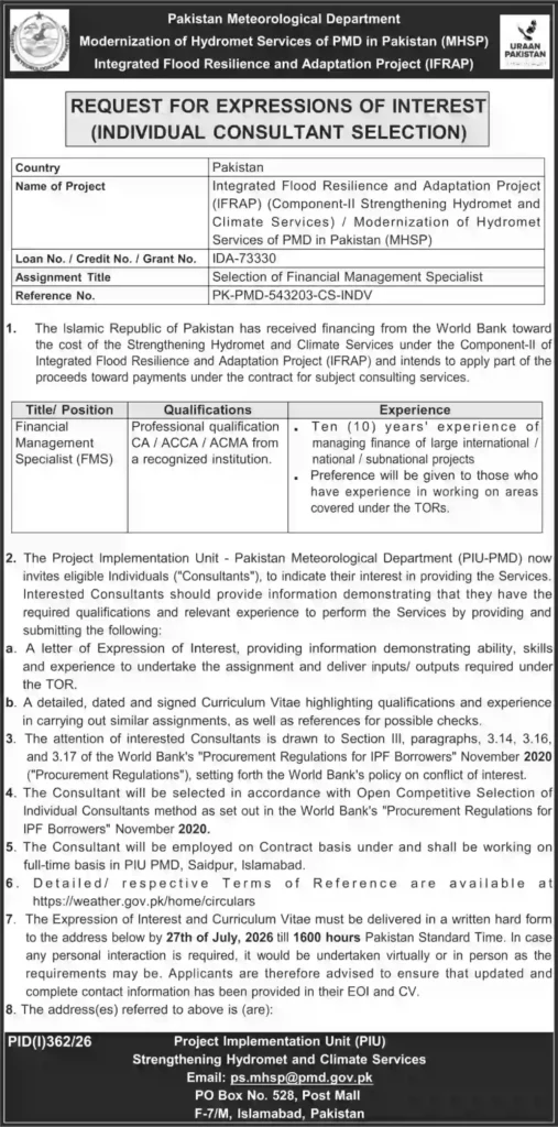 PMD Jobs 2026 Apply Online – Financial Management Specialist (FMS) Opportunity