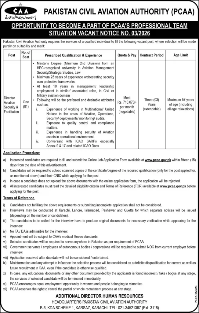 Pakistan Civil Aviation Authority Jobs 2026 Applications Process