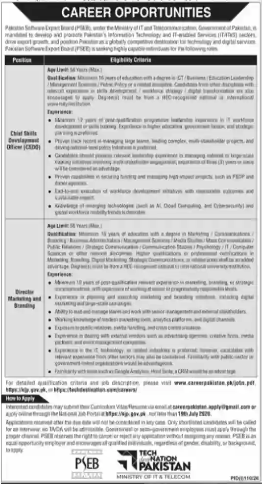 Pakistan Software Export Board Careers 2026 Executive Leadership Opportunities
