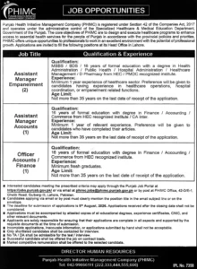 Punjab Health Initiative Management Company (PHIMC) Jobs 2026 – Latest Career Opportunities in Lahore