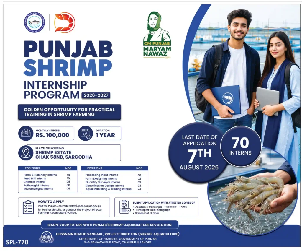 Punjab Shrimp Internship Program 2026 Online Apply, Eligibility