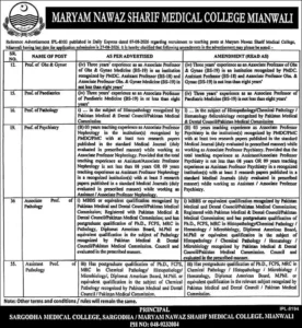 Maryam Nawaz Sharif Medical College Jobs 2026 – Eligibility, Vacancies & Apply Online