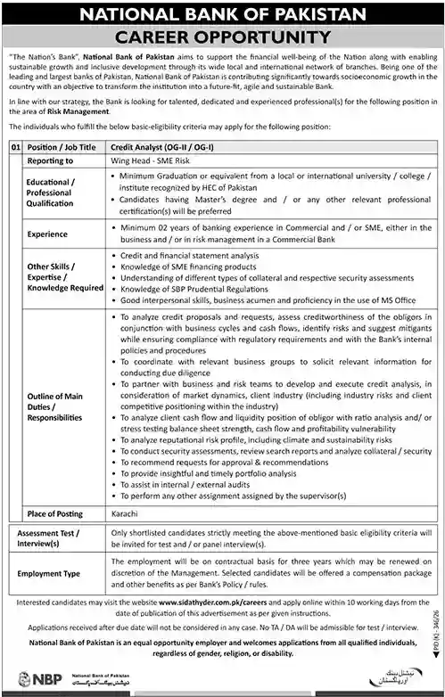 National Bank of Pakistan Jobs 2026 – Apply for NBP Sindh Jobs