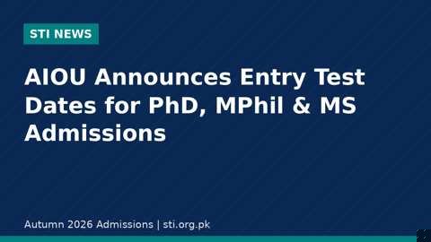 AIOU entry test dates for PhD, MPhil and MS admissions Autumn 2026