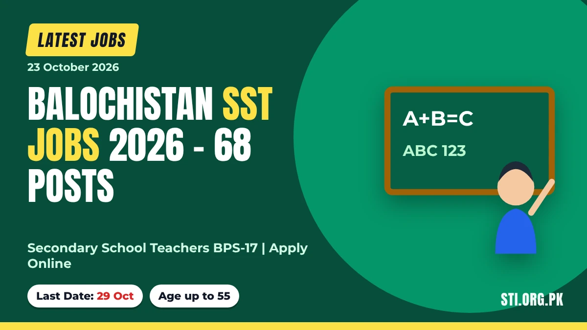 Latest Jobs: Balochistan SST Jobs 2026 – 68 Teacher Posts in BPS-17, Apply Online Latest Jobs: Balochistan SST Jobs 2026 – 68 Teacher Posts in BPS-17, Apply Online