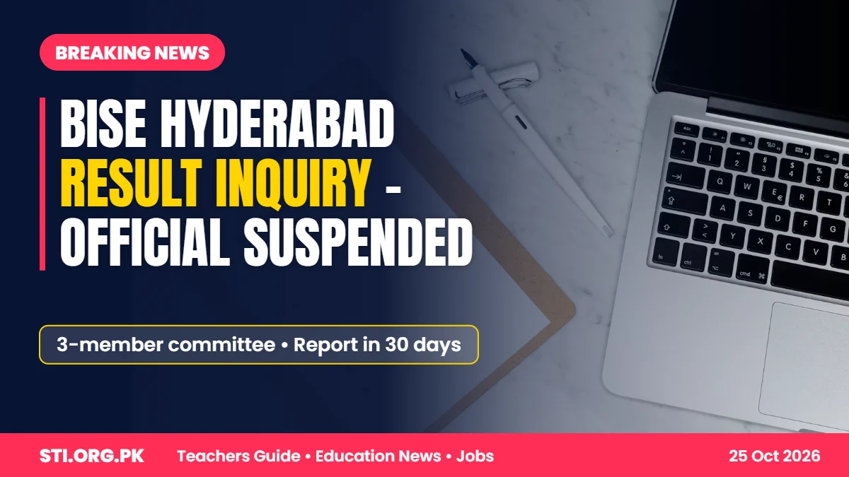 Breaking News: BISE Hyderabad Result Inquiry Ordered – Official Suspended Over Inter Result Manipulation Breaking News: BISE Hyderabad Result Inquiry Ordered – Official Suspended Over Inter Result Manipulation