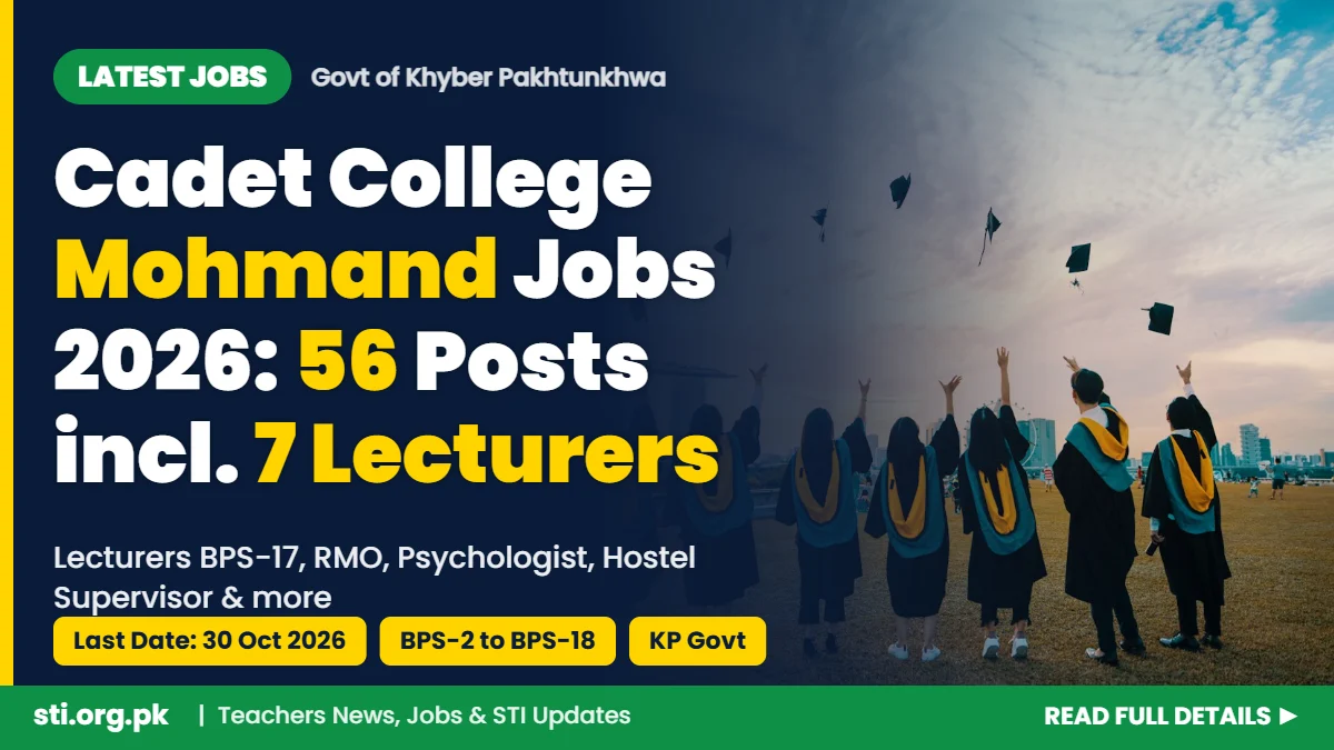 Latest Jobs: Cadet College Mohmand Jobs 2026 – 56 Posts Including 7 Lecturers BPS-17