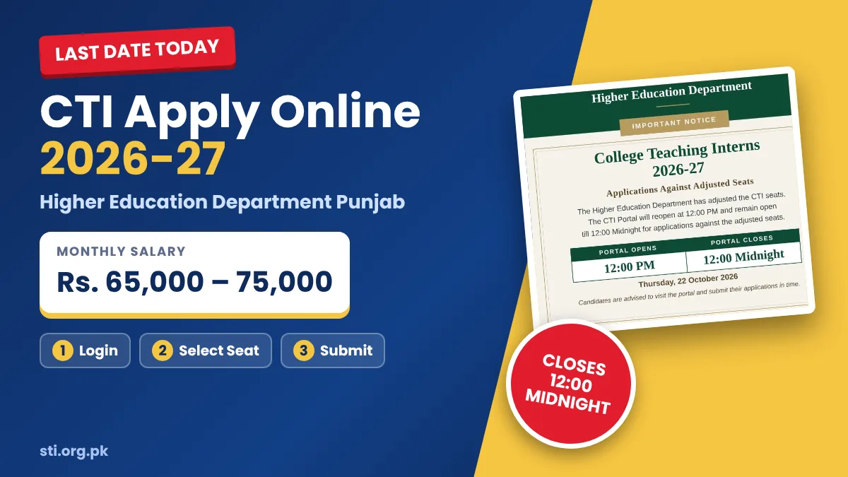 Latest News: CTI Apply Online 2026-27 – Last Date Today, Salary Up to Rs. 75,000 Latest News: CTI Apply Online 2026-27 – Last Date Today, Salary Up to Rs. 75,000