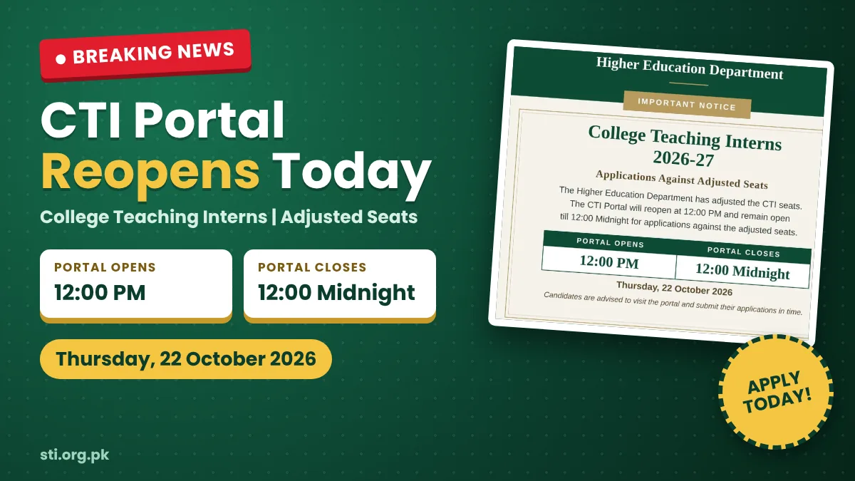 Breaking News: CTI Portal Reopens Today for Adjusted Seats 2026-27 Breaking News: CTI Portal Reopens Today for Adjusted Seats 2026-27