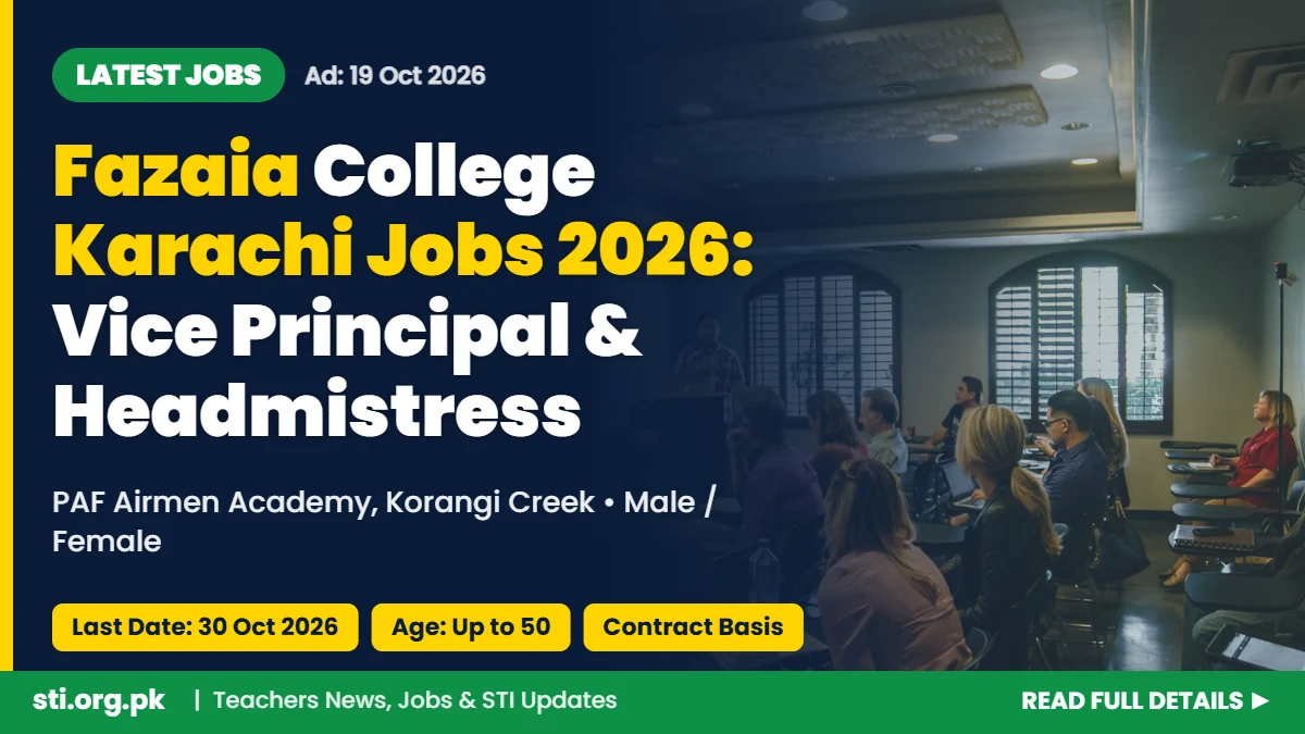 Latest Jobs: Fazaia College Karachi Jobs 2026 – Vice Principal & Headmistress Posts Announced