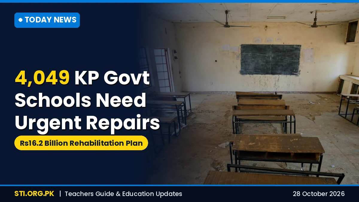 Today News: KP Government Schools Repair Plan – 4,049 Schools Need Urgent Work Worth Rs16.2 Billion Today News: KP Government Schools Repair Plan – 4,049 Schools Need Urgent Work Worth Rs16.2 Billion