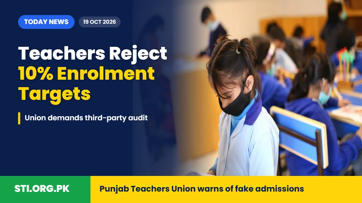 Today News: Punjab Teachers Union Rejects 10% Enrolment Targets, Demands Third-Party Audit Today News: Punjab Teachers Union Rejects 10% Enrolment Targets, Demands Third-Party Audit