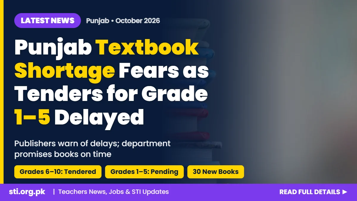 Latest News: Punjab Textbook Shortage Fears Grow as Tenders for Grades 1 to 5 Remain Pending Latest News: Punjab Textbook Shortage Fears Grow as Tenders for Grades 1 to 5 Remain Pending