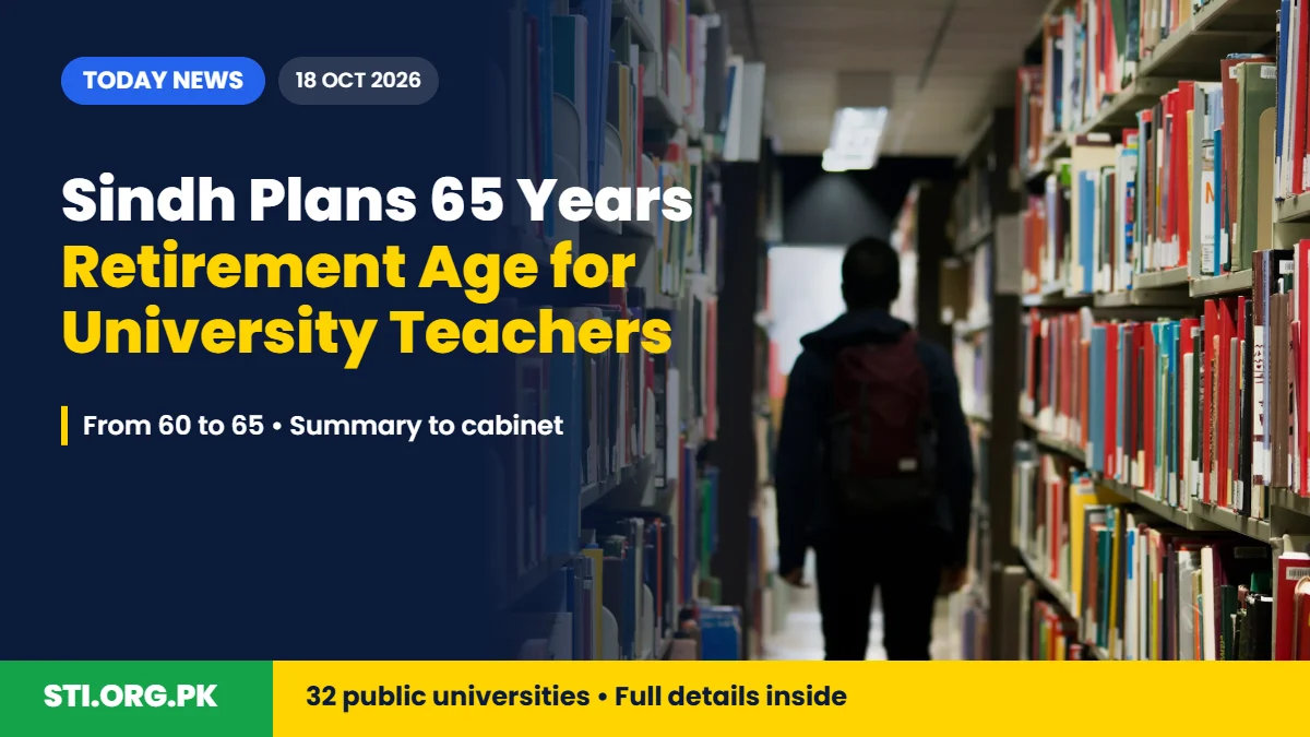 Today News: Sindh Plans to Raise Retirement Age for University Teachers to 65 Today News: Sindh Plans to Raise Retirement Age for University Teachers to 65