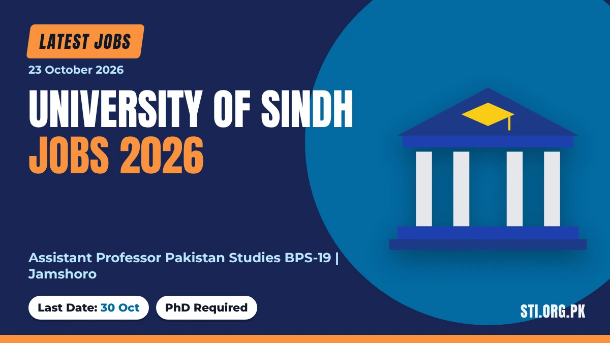 Latest Jobs: University of Sindh Jobs 2026 – Assistant Professor BPS-19 Posts Open Latest Jobs: University of Sindh Jobs 2026 – Assistant Professor BPS-19 Posts Open
